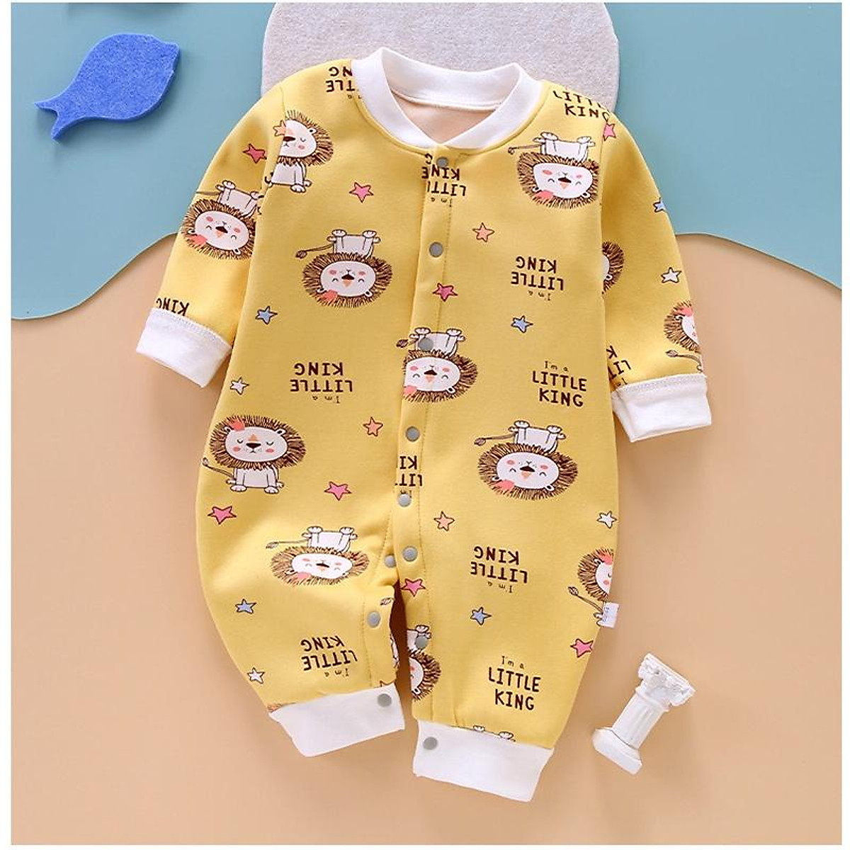 Bộ body dài tay lót lông ấm cho bé trai 04