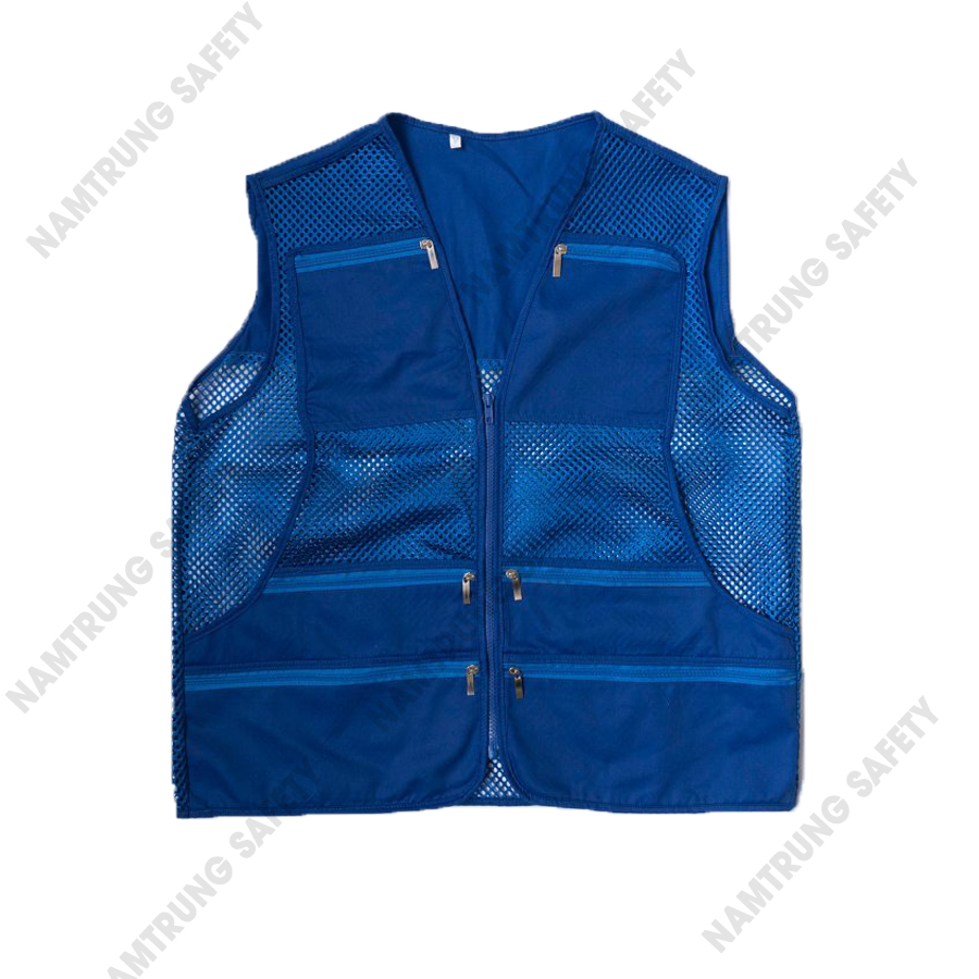 Áo gile lưới GL22 – Xanh – loại 6 túi