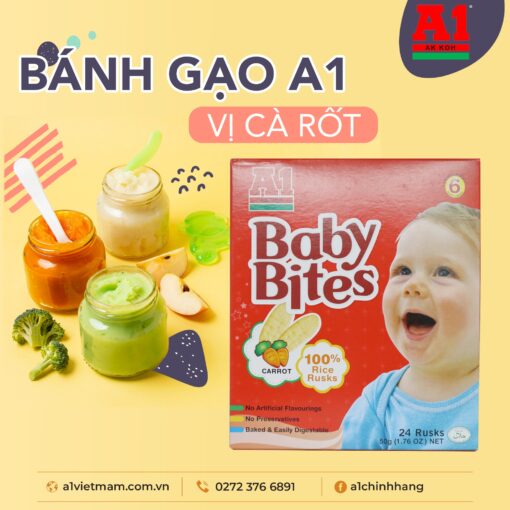 BÁNH GẠO GIÒN VỊ CÀ RỐT CHO BÉ HIỆU