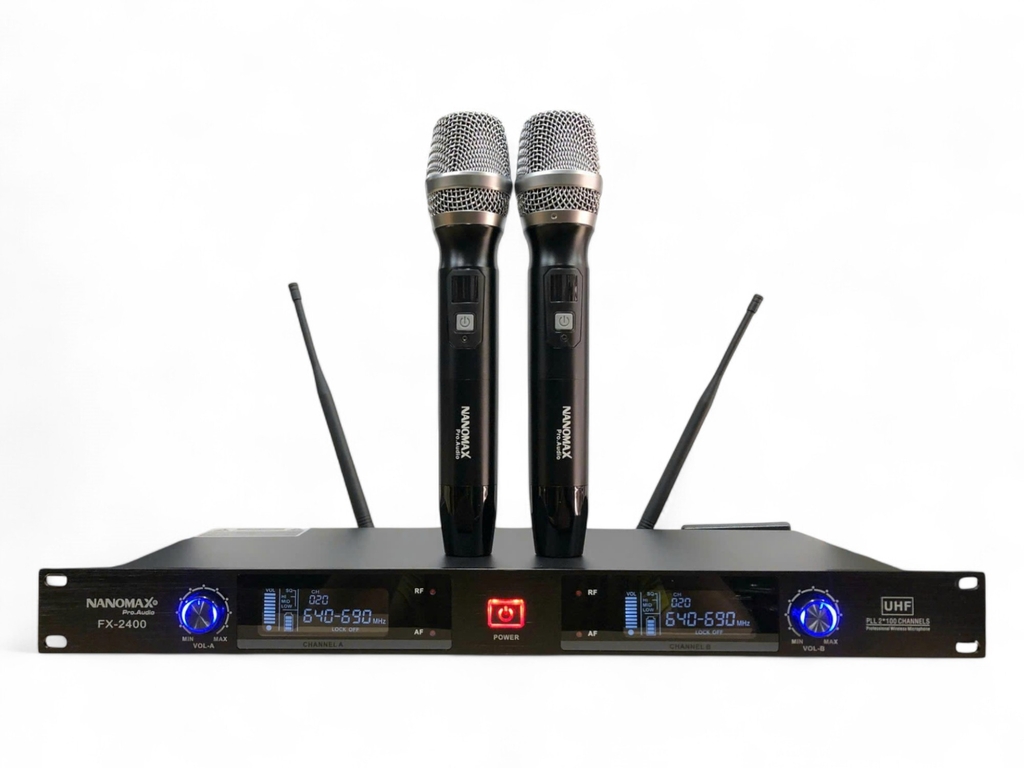 Micro không dây Nanomax FX-2400, UHF, hát nhẹ, chống hú tốt