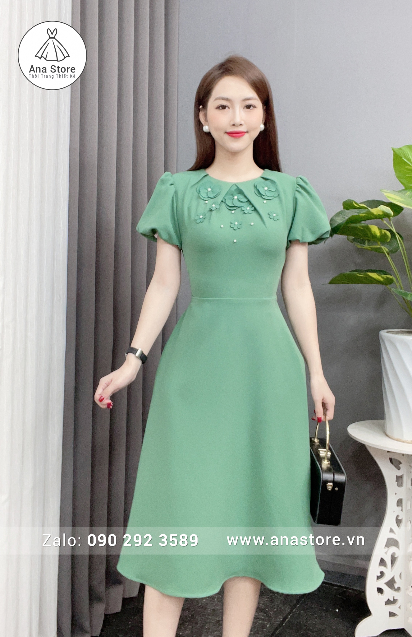 Đầm D313 xanh ngọc