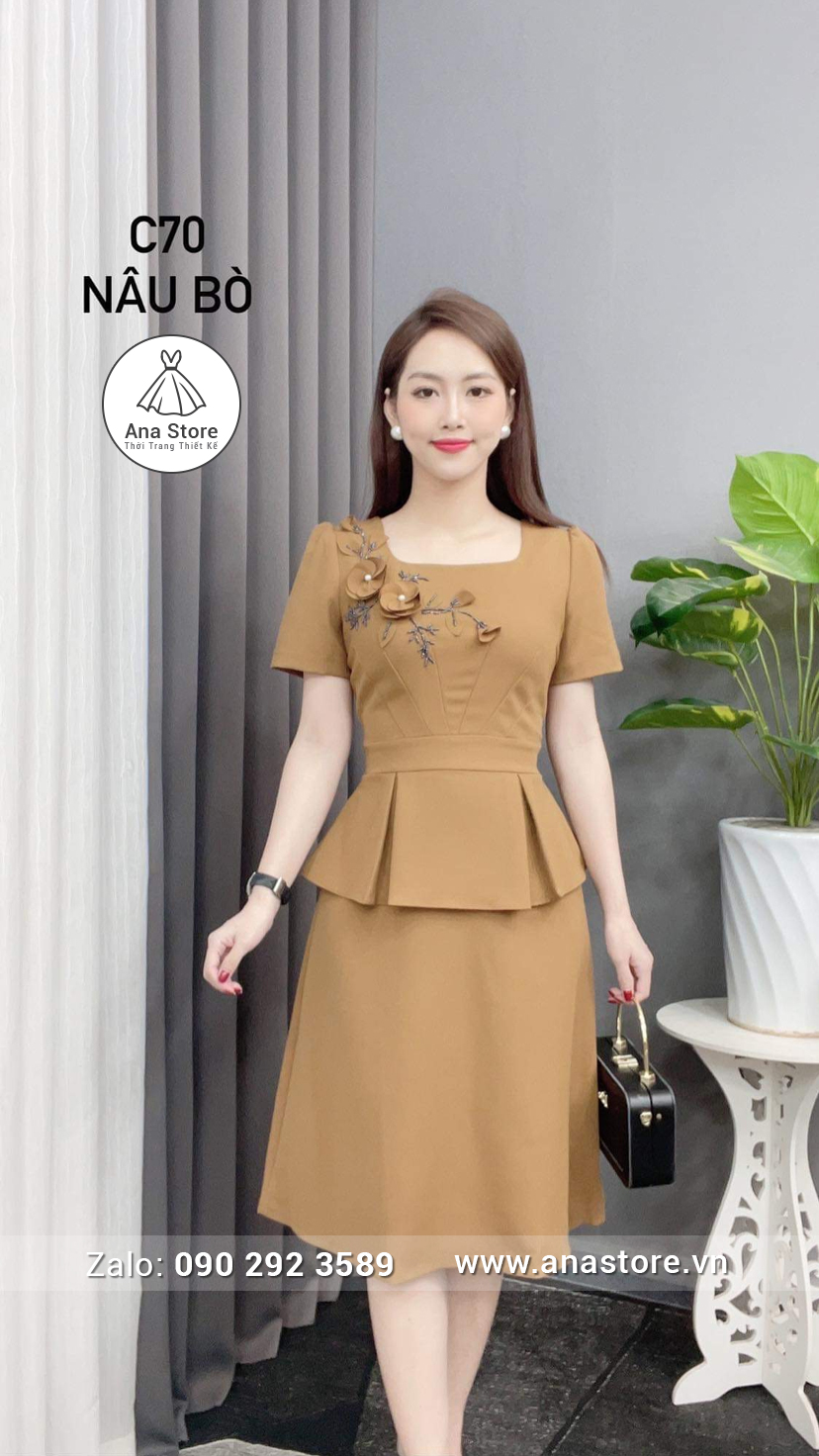Đầm C70 - nâu bò