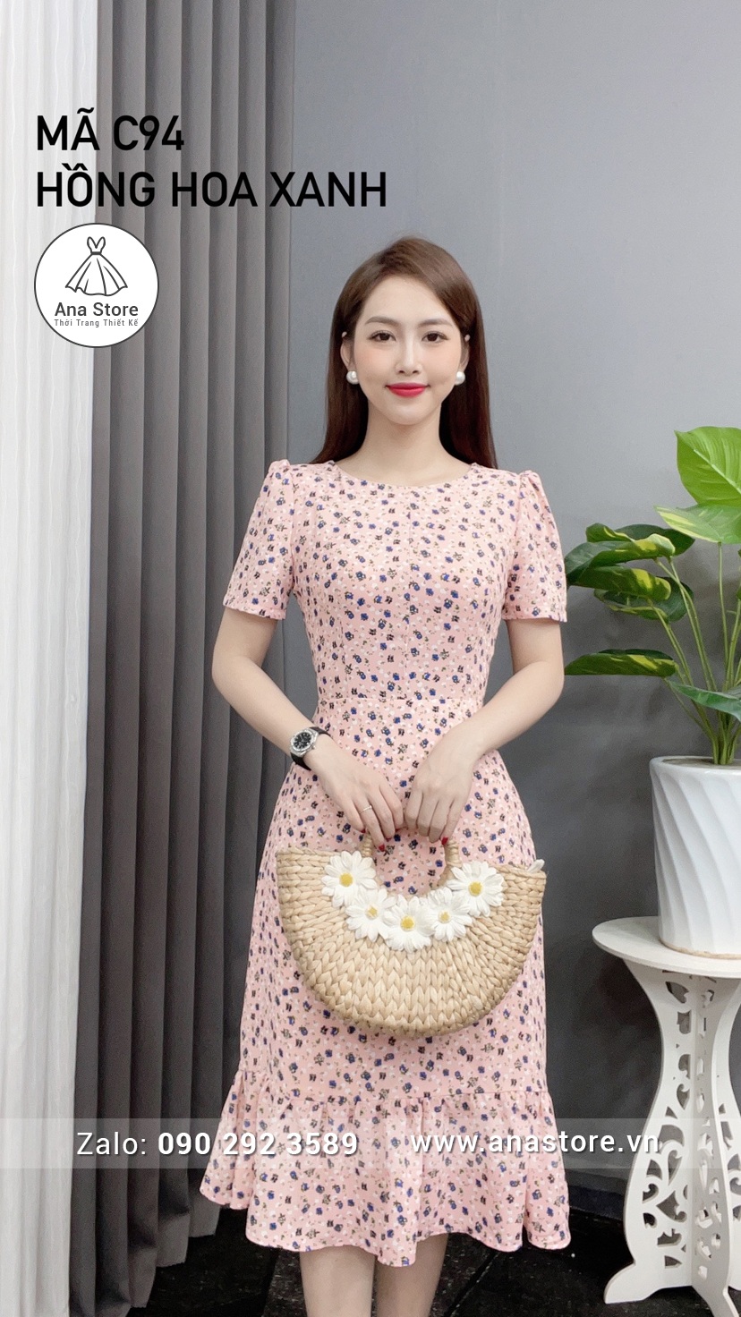 Đầm C94 - hoa hồng xanh