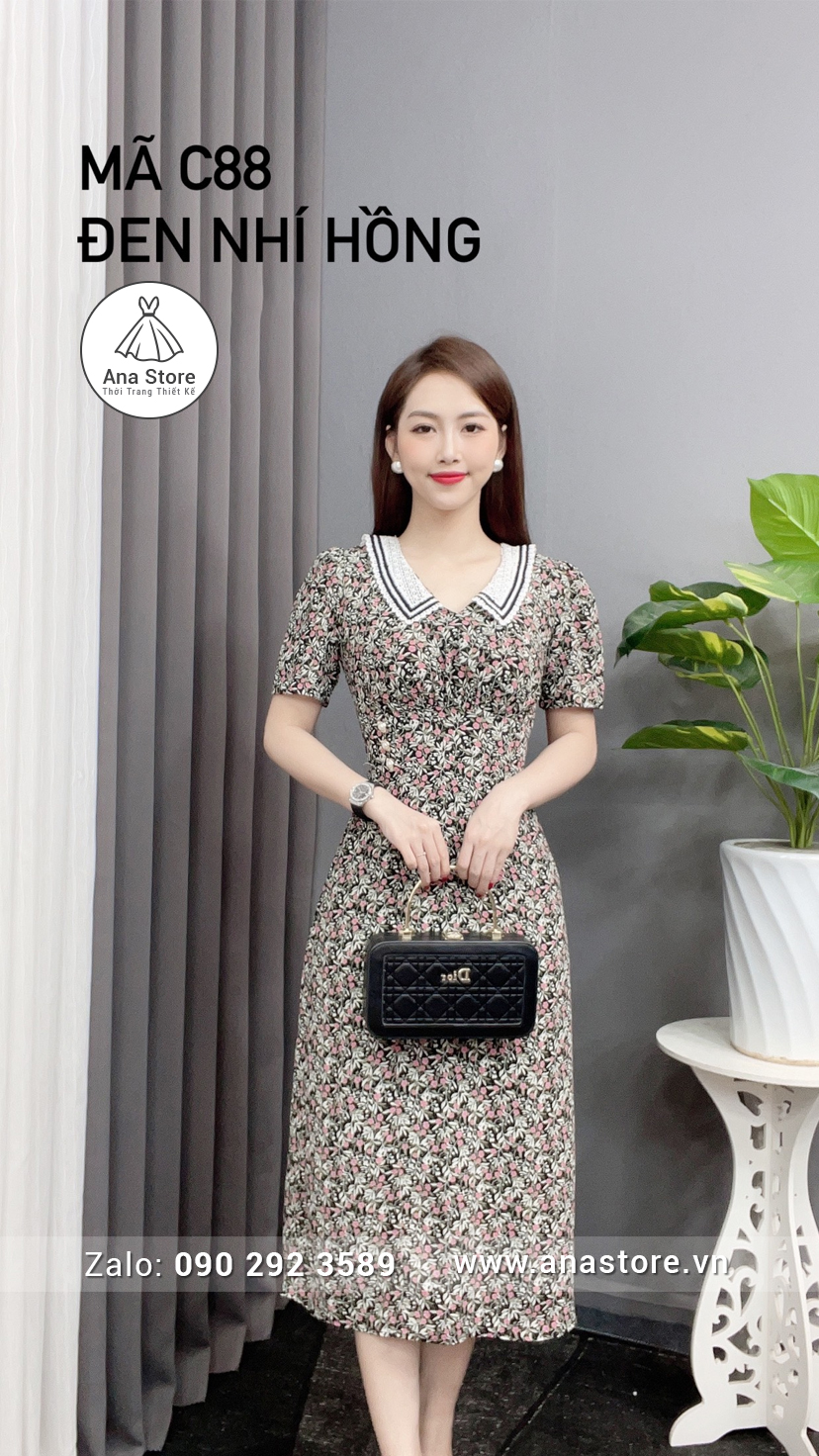 Đầm C88 - đen nhí hồng