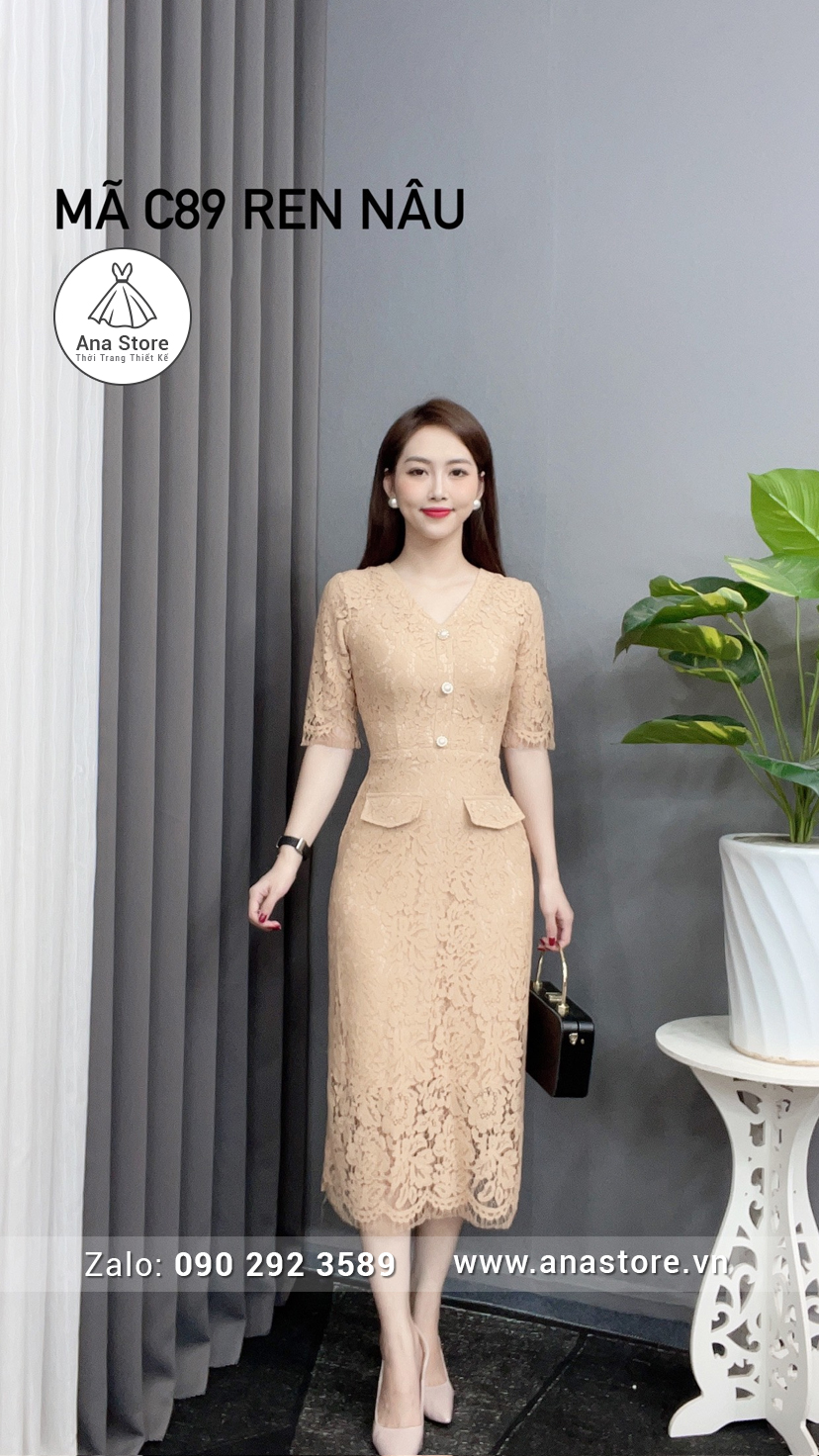 Đầm C89 - ren nâu