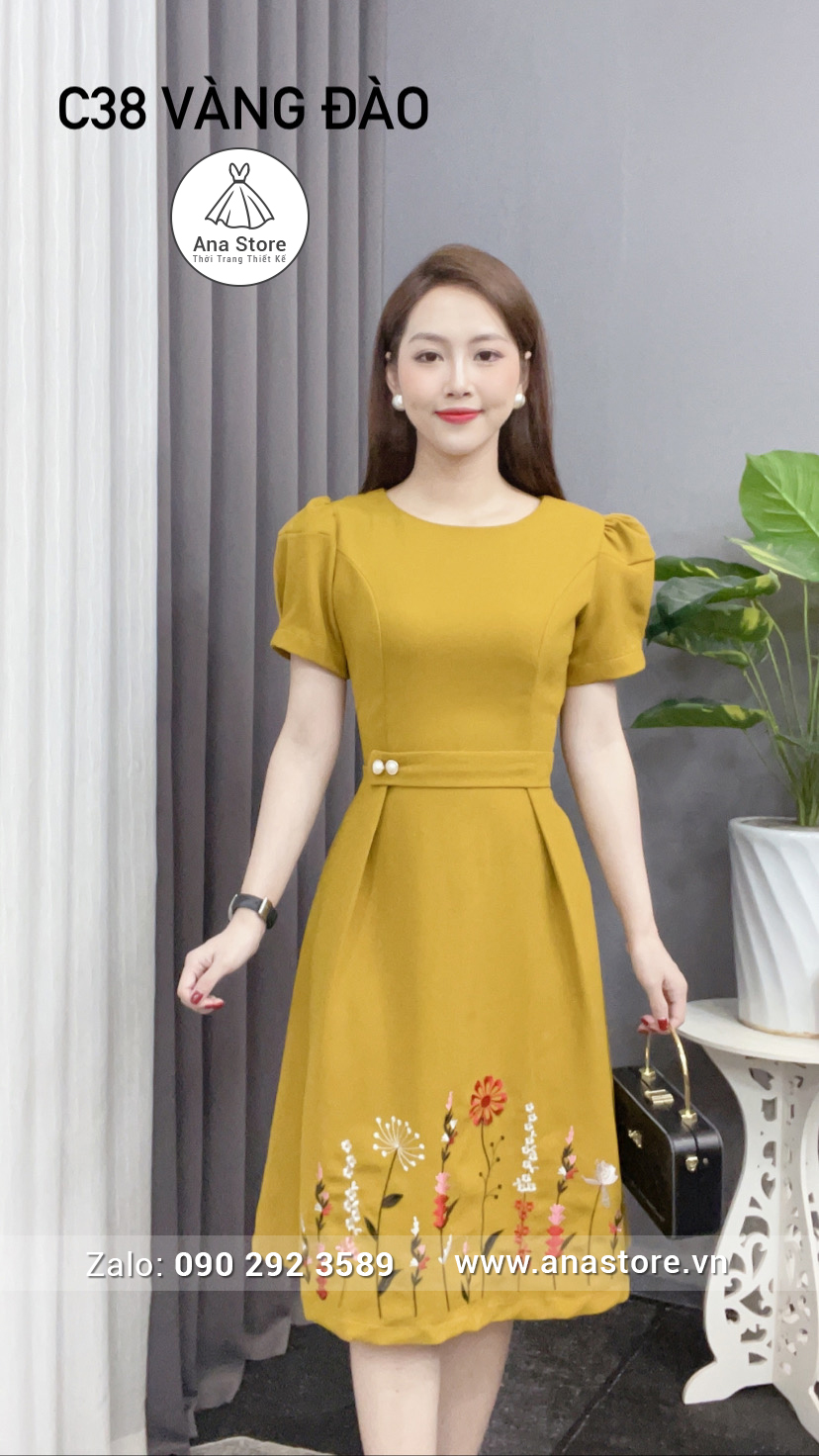 Đầm C38 - vàng đào