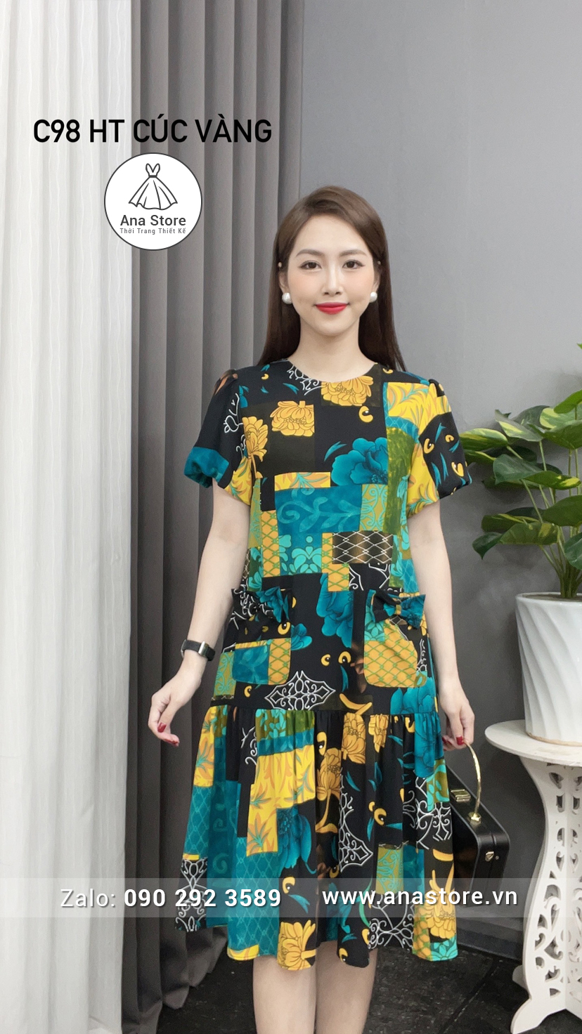 Đầm C98 - HT cúc vàng