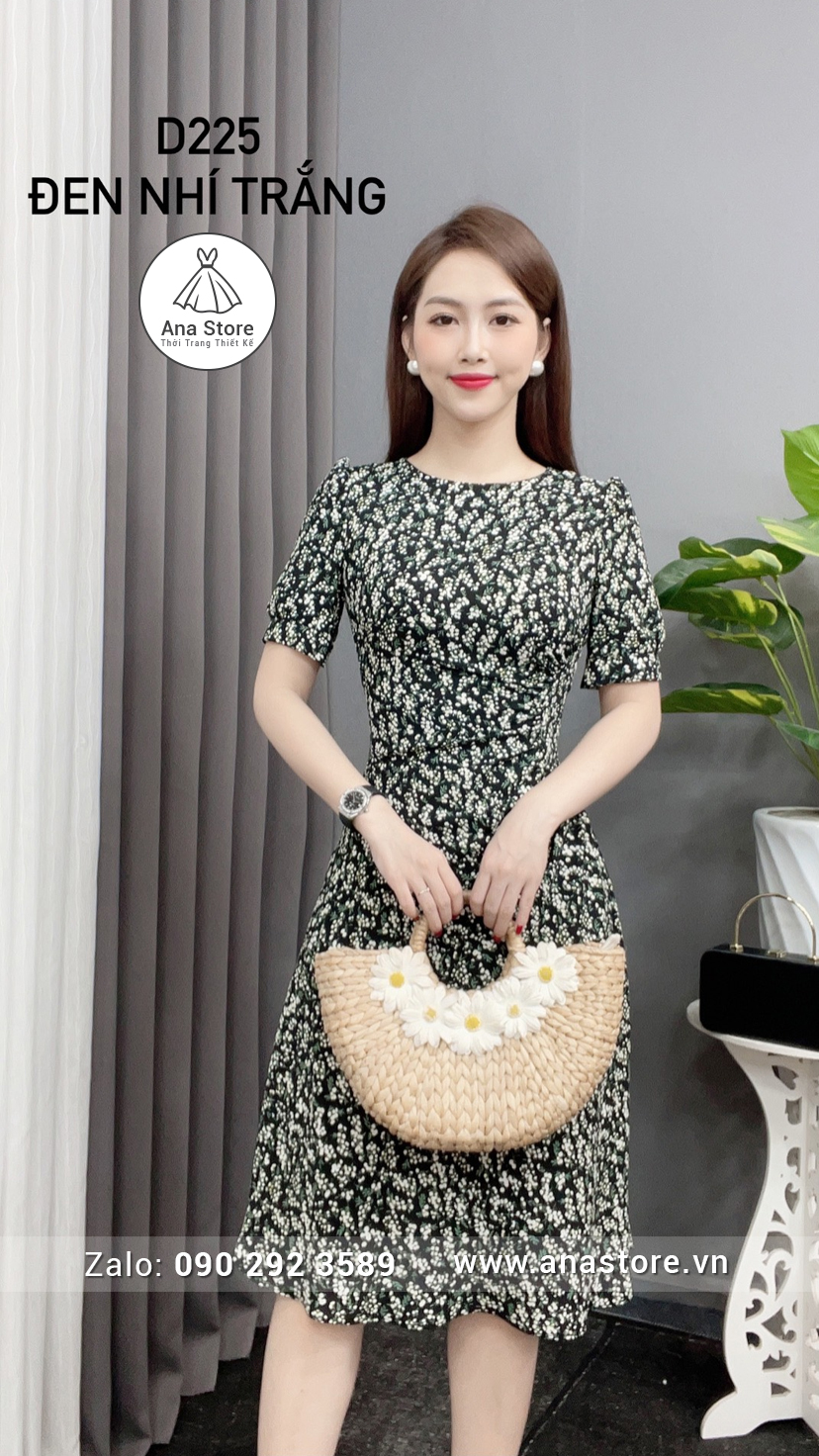 Đầm D225 - đen nhí trắng