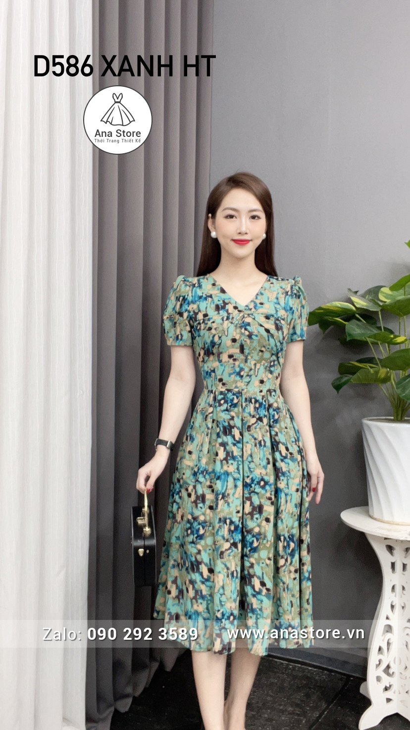 Đầm D586 - xanh HT