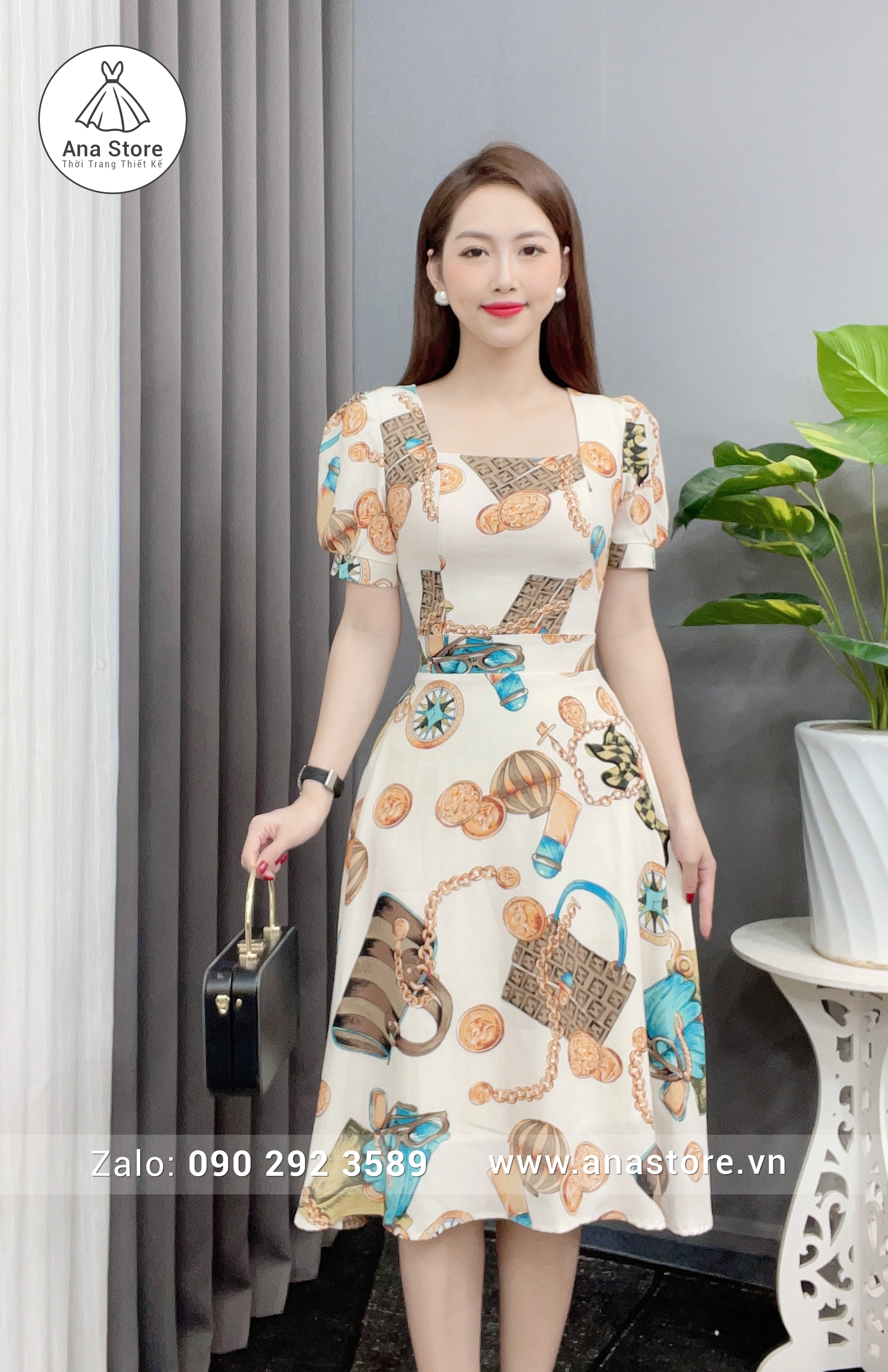 Đầm D547 - be HT xích