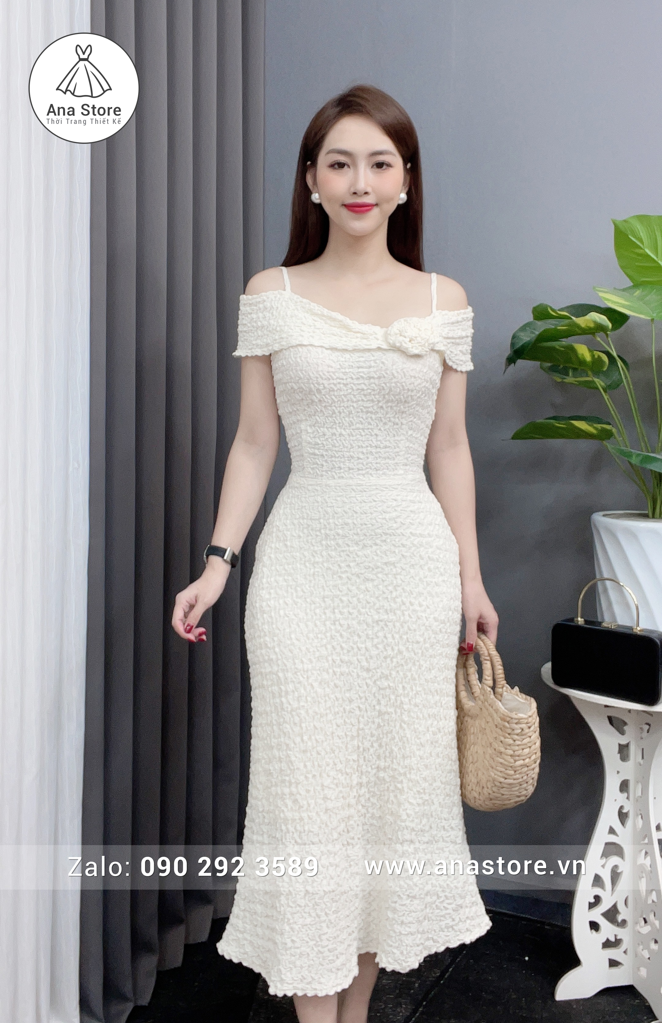 Đầm D943 - xốp be
