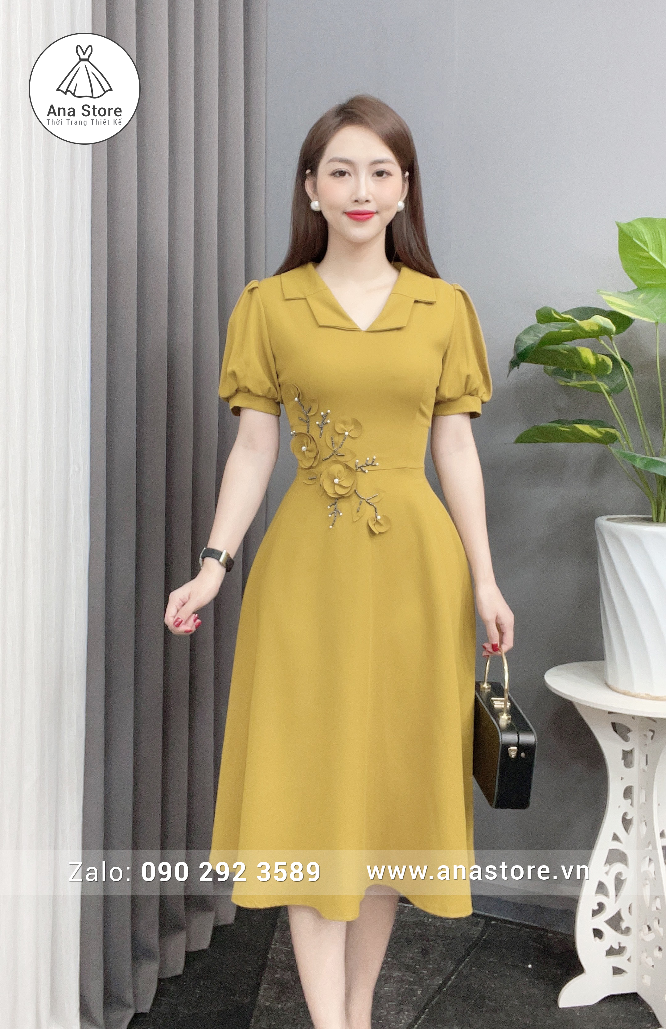 Đầm C152 - vàng đào