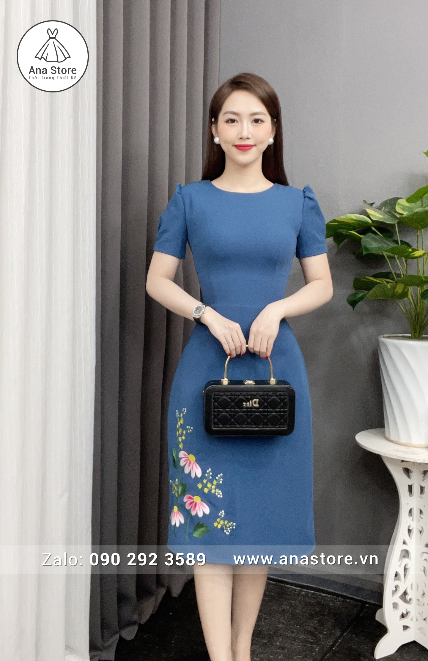 Đầm C66 - xanh navy