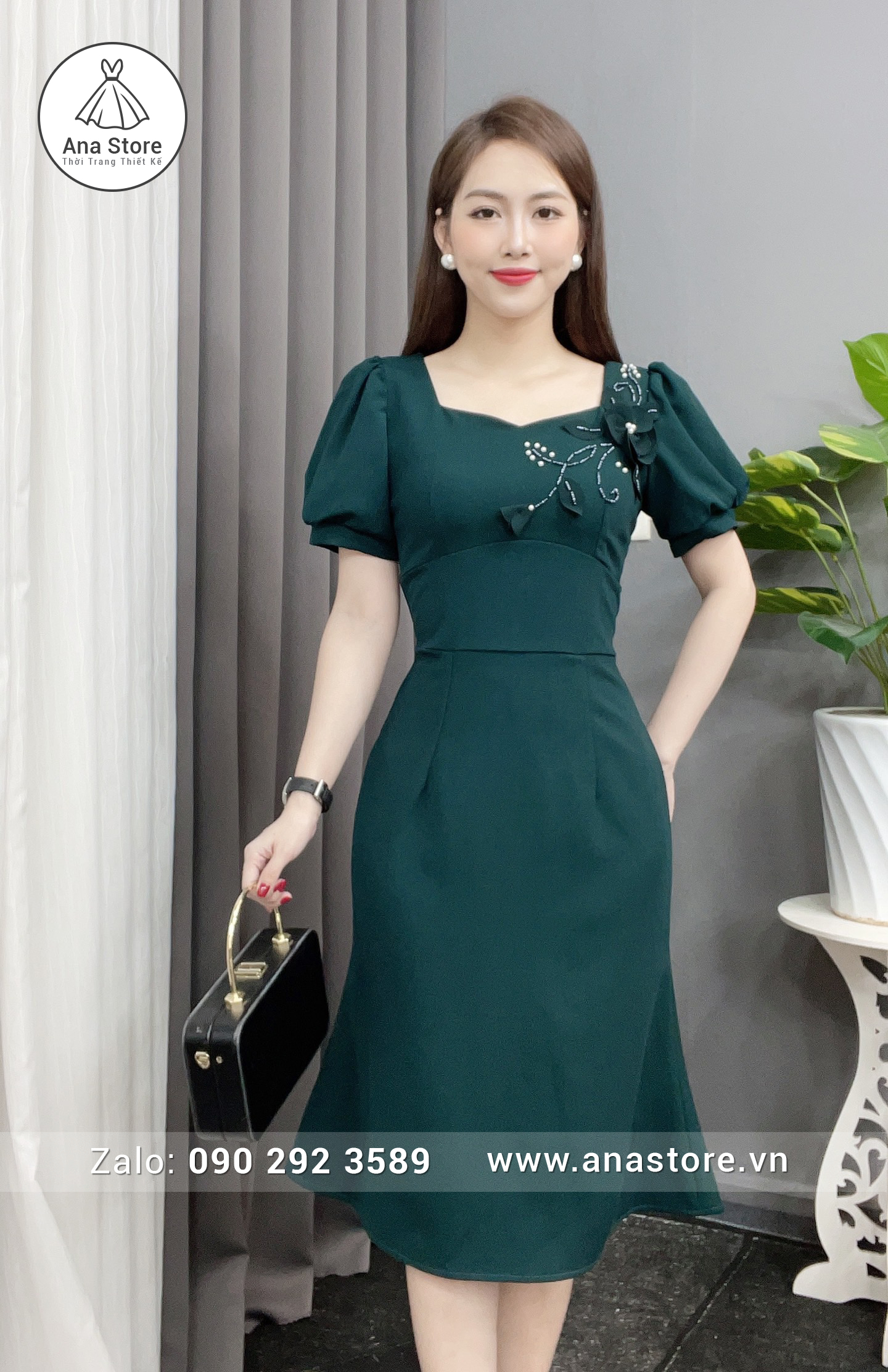 Đầm C72 - xanh cổ vịt