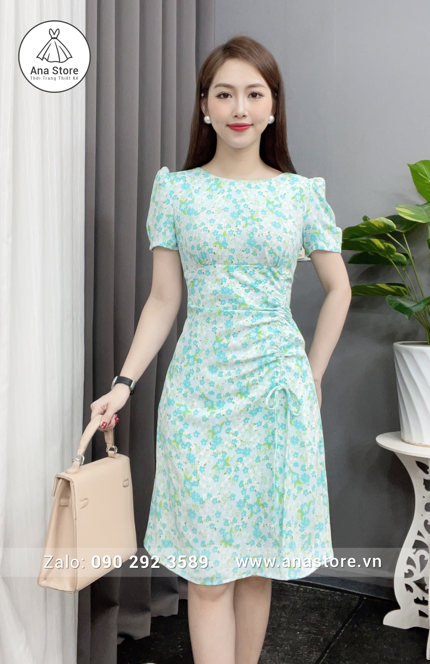 Đầm C92 - hoa xanh