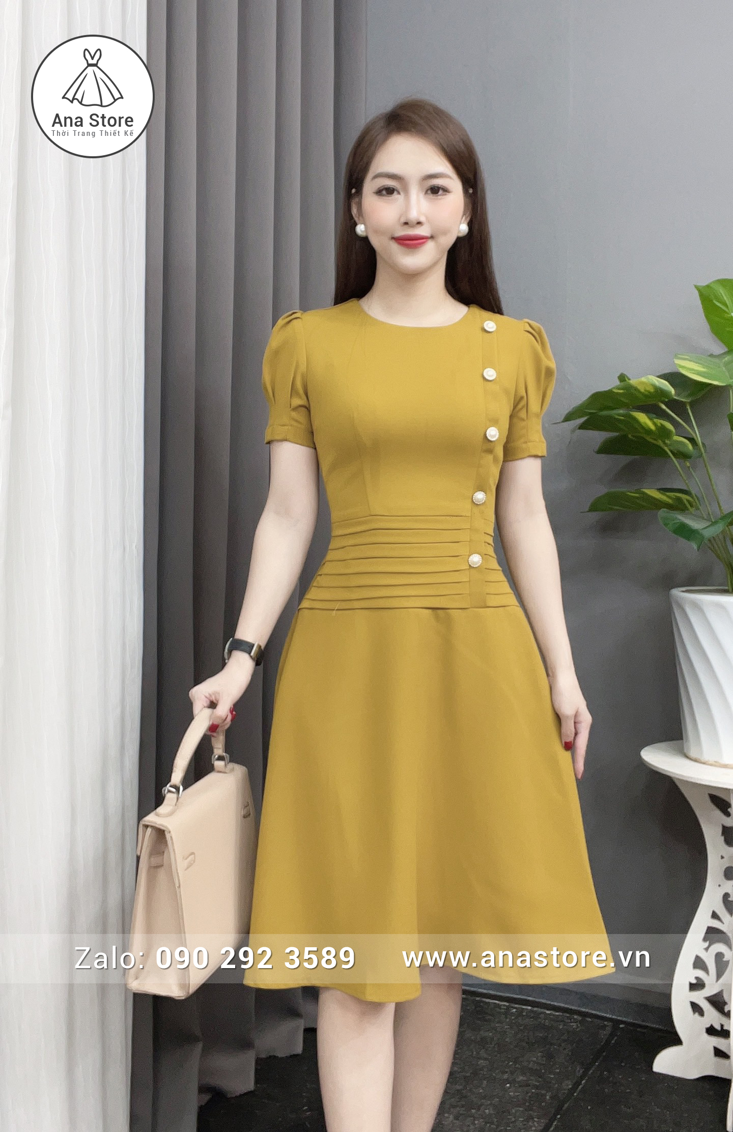 Đầm D693 - vàng đào