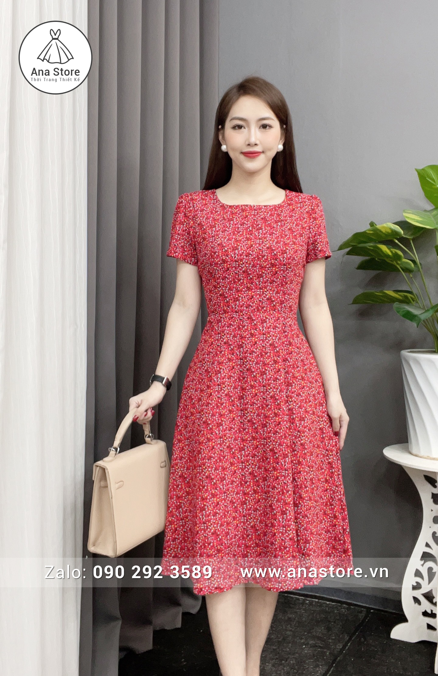 Đầm C101 - Đỏ nhí xanh