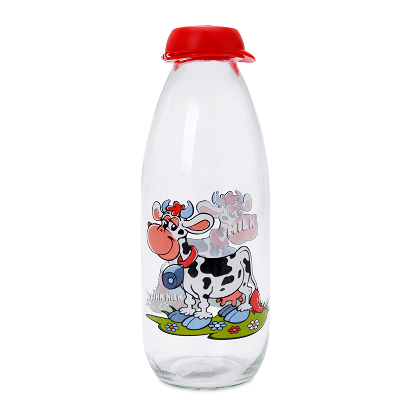 Chai đựng sữa tươi thủy tinh 1000ml HEREVIN 111702 (Đỏ)