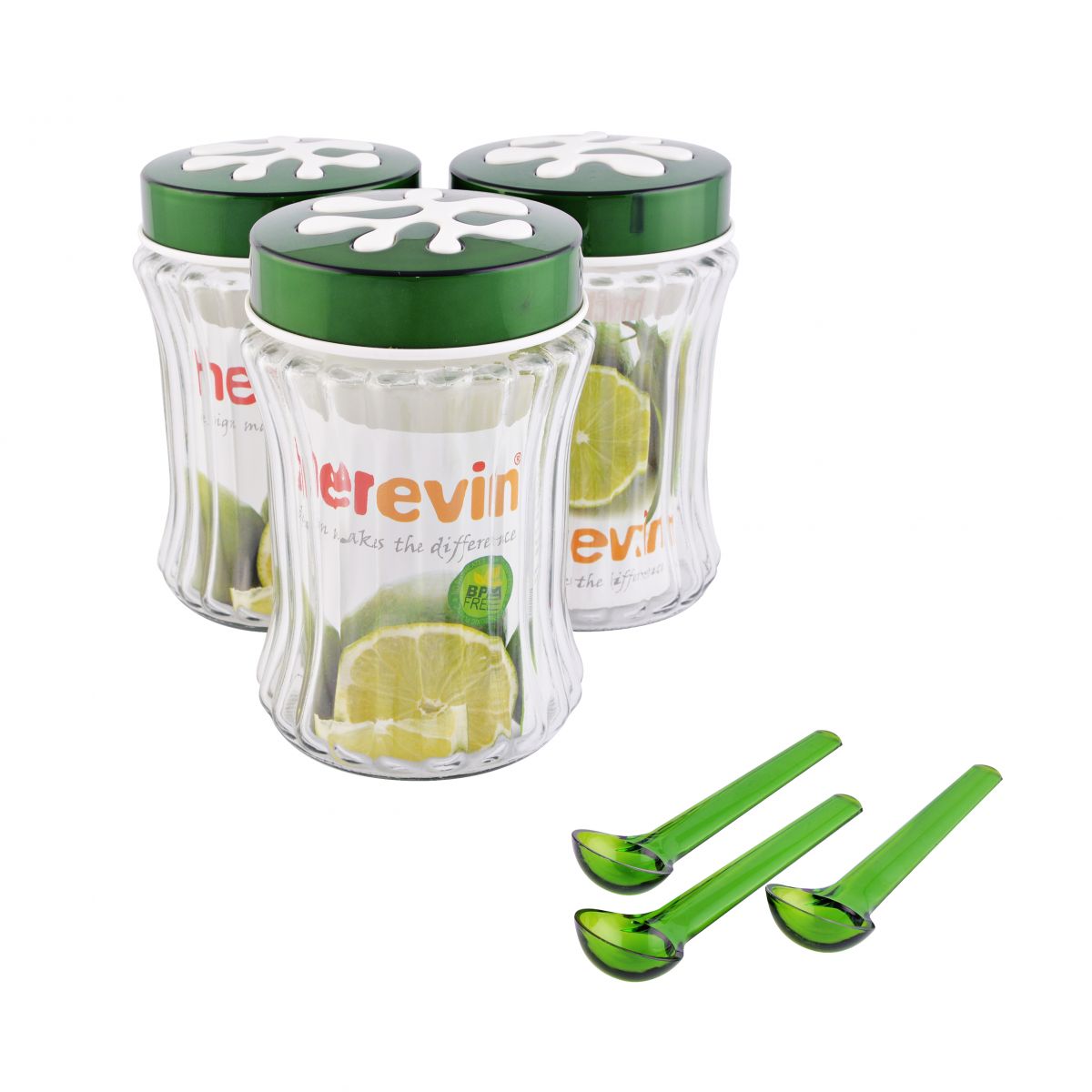 Hũ thủy tinh sọc dọc nắp trang trí Herevin 135904 _ 1250ml