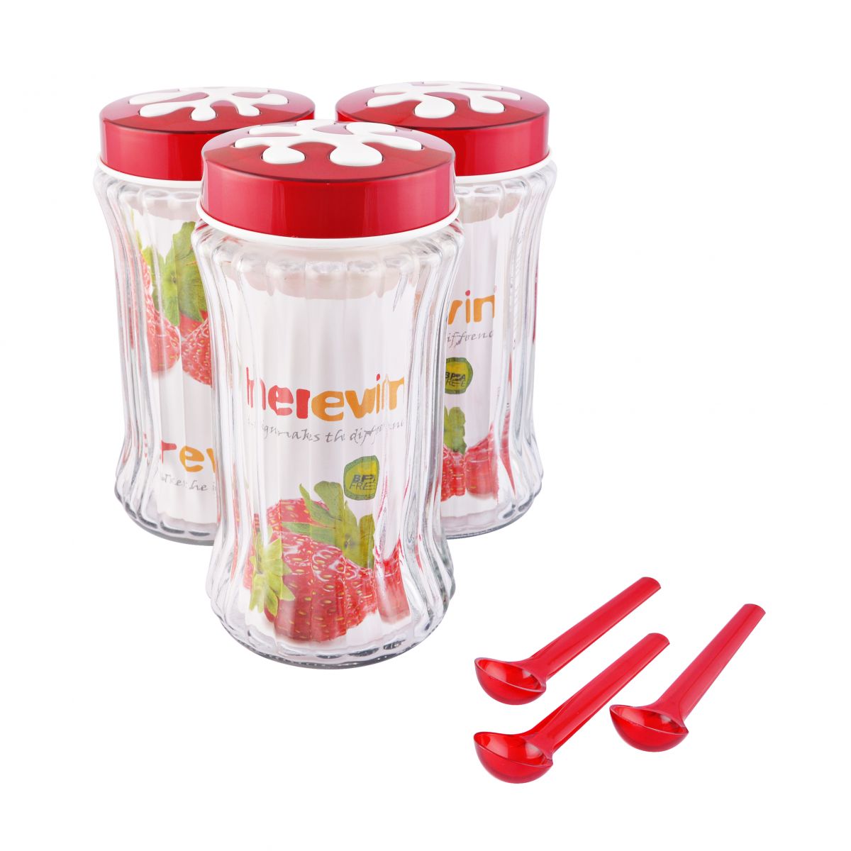 Hũ thủy tinh sọc dọc nắp trang trí Herevin 135907 _ 1800ml