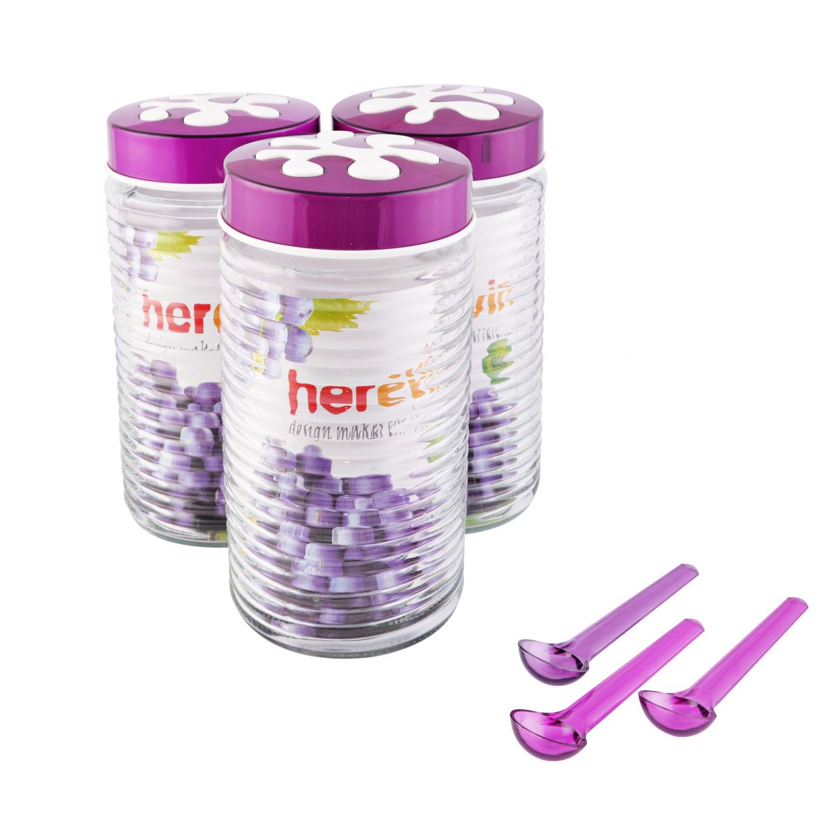 Hũ thủy tinh sọc ngang nắp trang trí Herevin135924 _ 2000ml