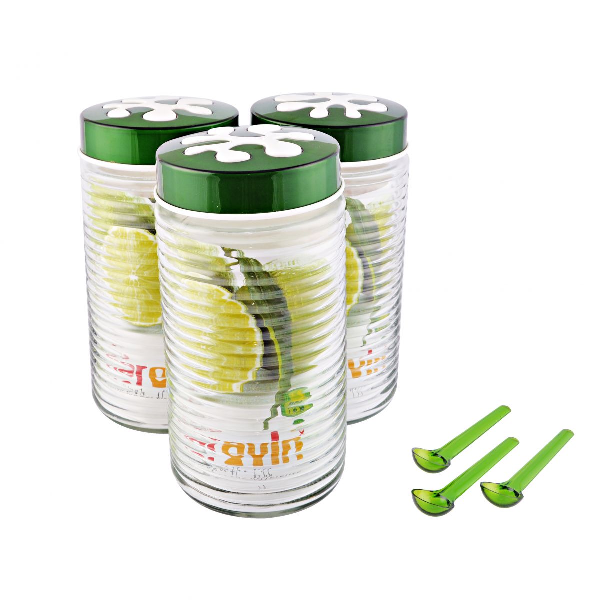 Hũ thủy tinh sọc ngang nắp trang trí Herevin135924 _ 2000ml - copy