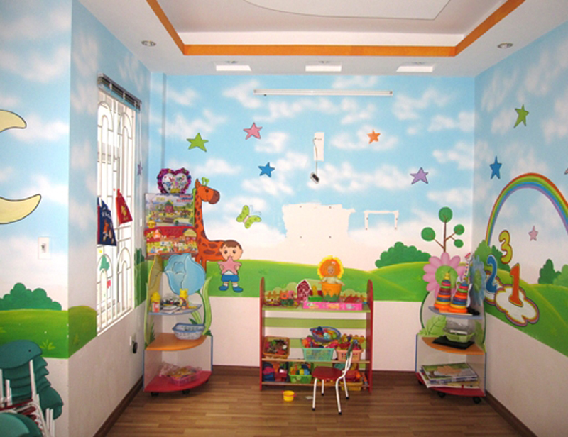 Vẽ tranh tường trường mầm non 02