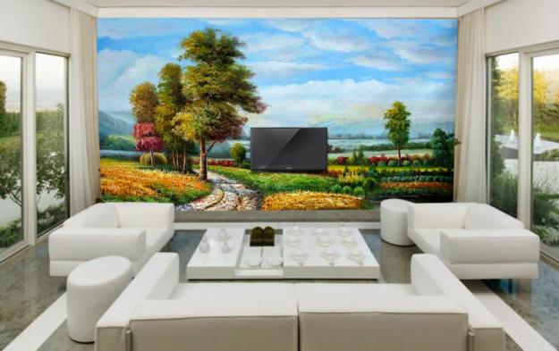 Vẽ tranh tường phòng khách 03