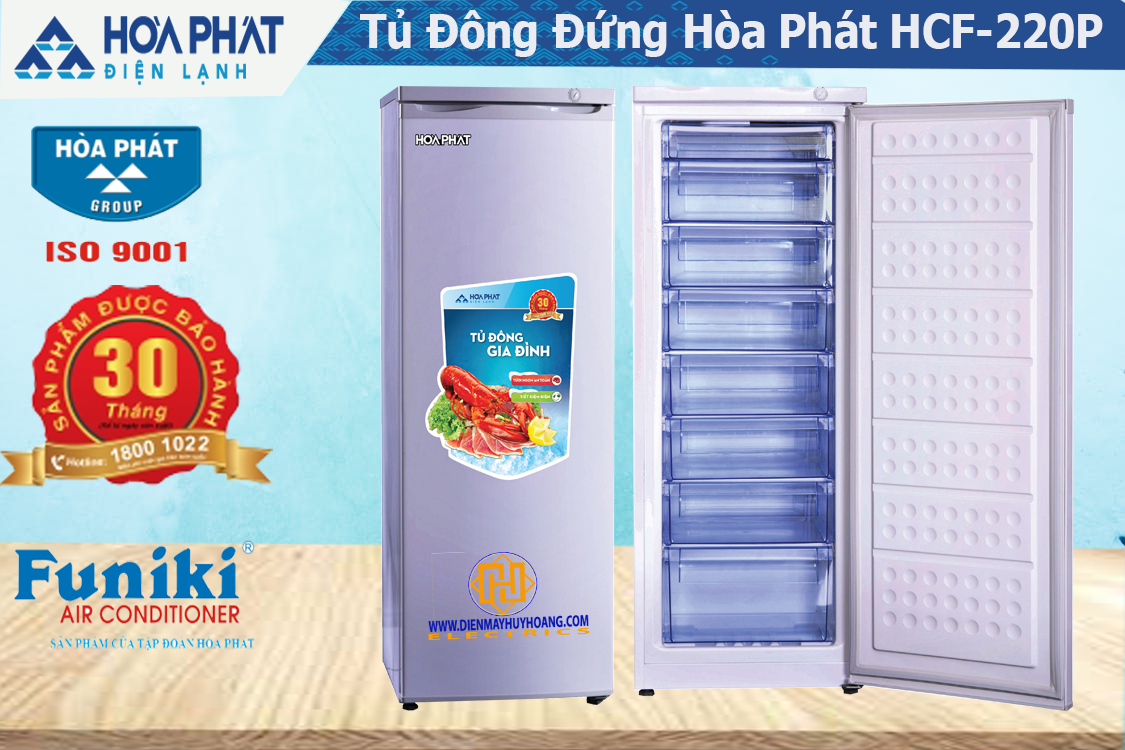 TỦ ĐÔNG ĐỨNG 216 LÍT FUNIKI HÒA PHÁT HCF-220P (màu xám)