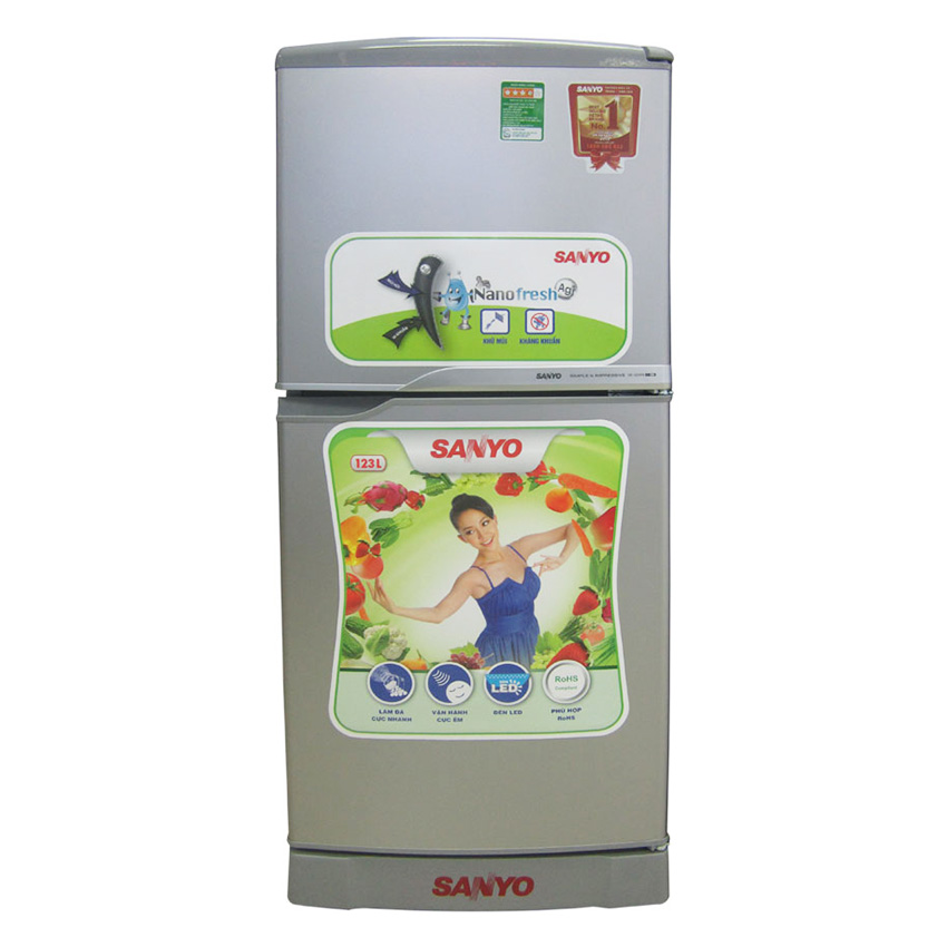 TỦ LẠNH 2 CÁNH 123 LÍT SANYO SR-125RN/SS, MÀU BẠC