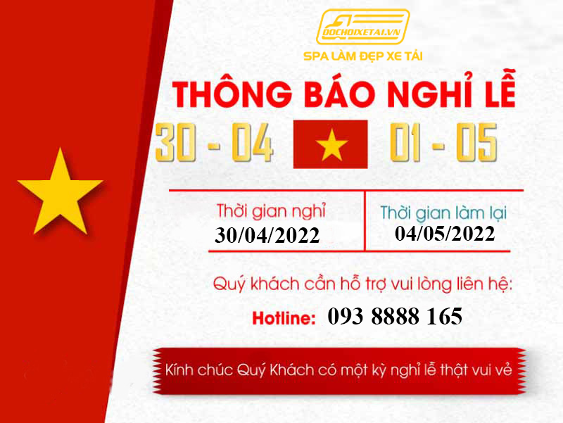 THÔNG BÁO NGHỈ LỄ 30/4/2022 - 01/05/2022