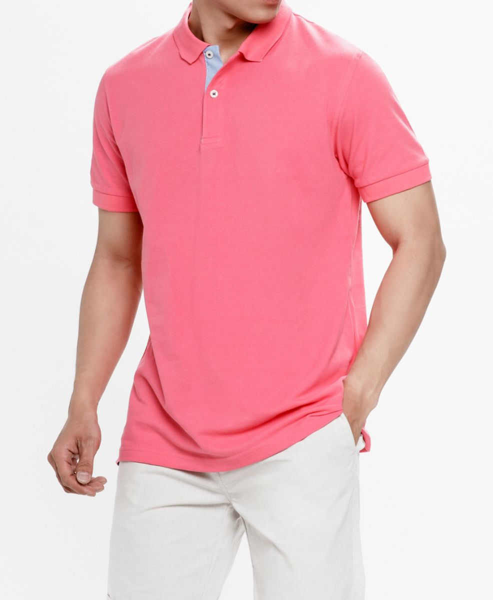 Áo polo trơn màu hồng