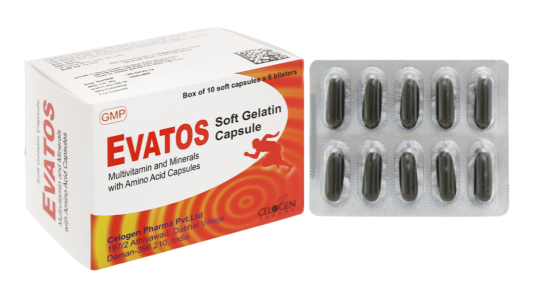 Thuốc Evatos Celogen Pharma bổ sung Vitamin, chất khoáng và một số acid amin