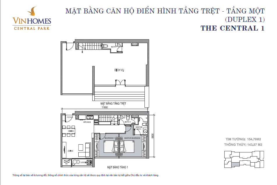 Căn hộ A1 - 4 phòng ngủ - 145m²