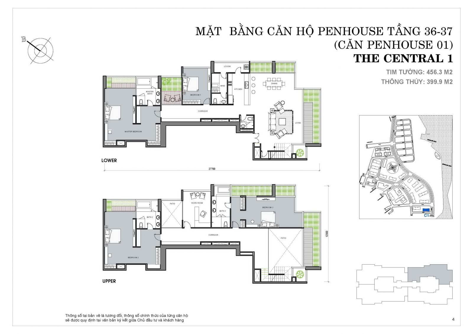 Penhouse 1 - 4 phòng ngủ - 399.9 m²