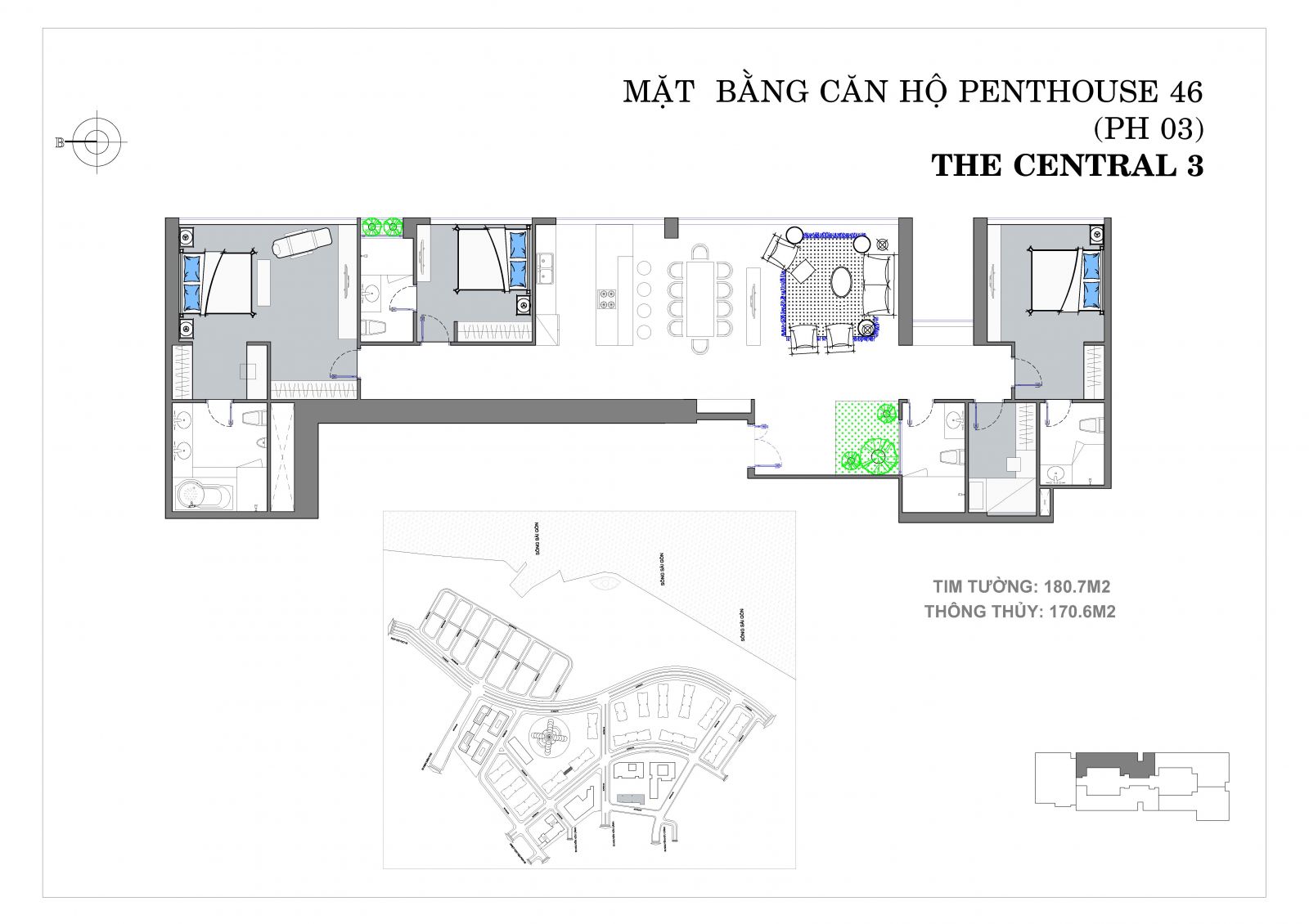 Penhouse 2 - 3 phòng ngủ - 220.7 m²