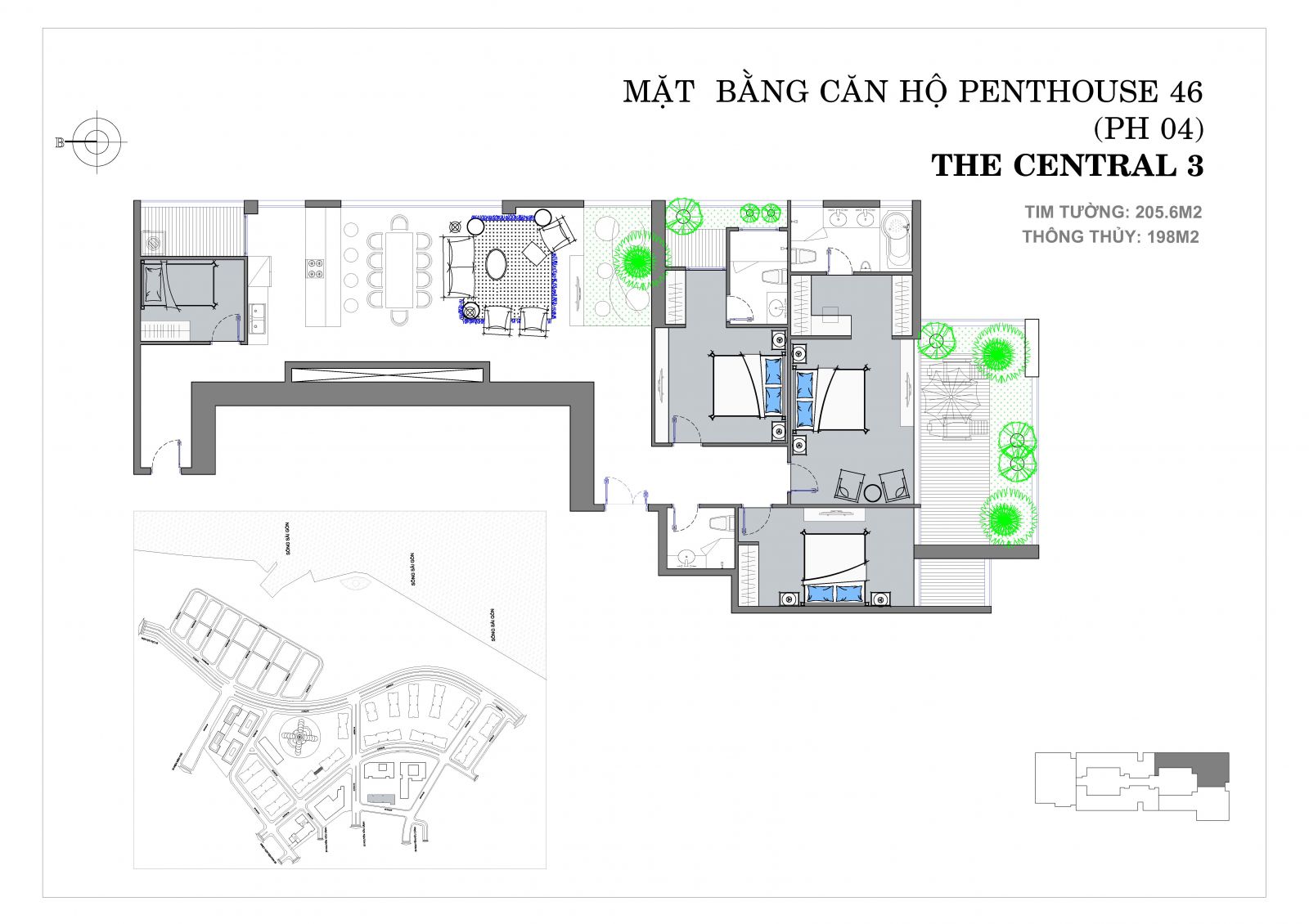 Penhouse 4 - 4 phòng ngủ - 198 m²