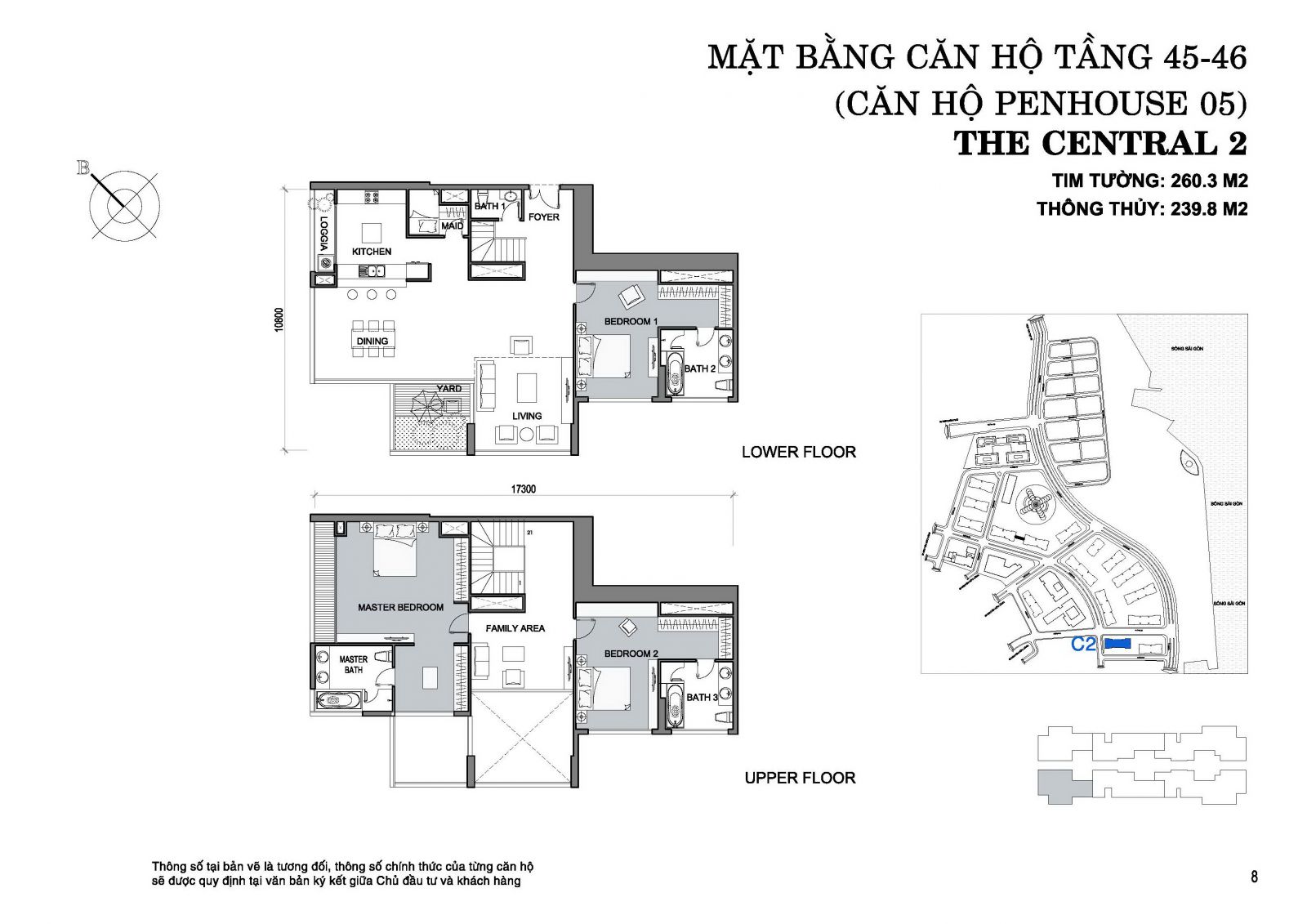 Penhouse 5 - 3 phòng ngủ - 239.8 m²