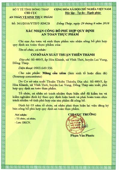 CÔNG BỐ SẢN PHẨM