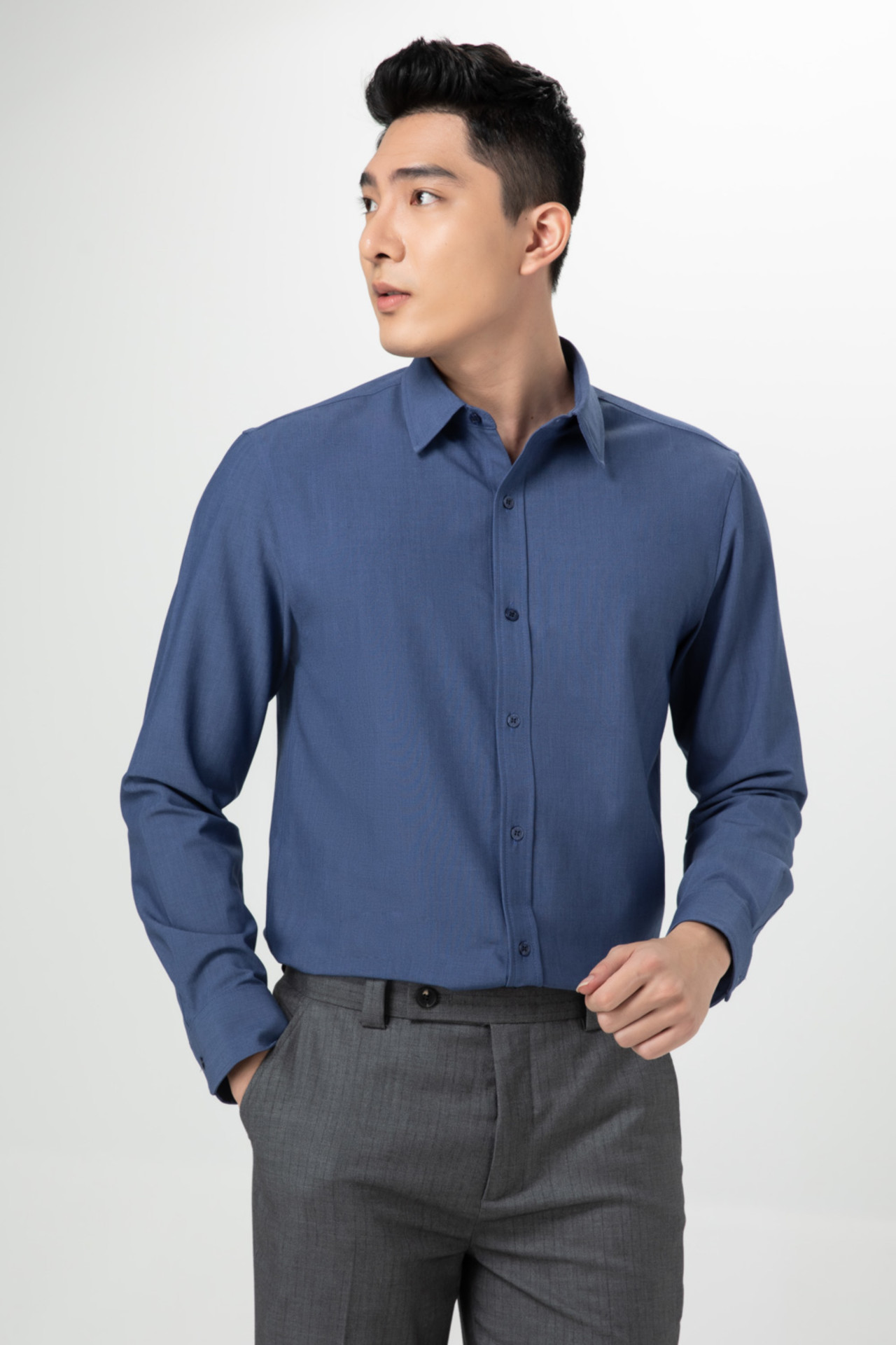Áo sơ mi nam REGULAR FIT - Xanh cổ vịt nhạt