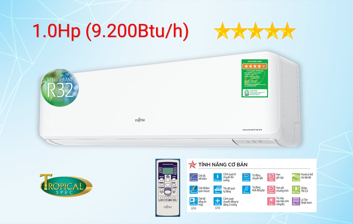 LOẠI TREO TƯỜNG 1.0HP - 1 Chiều lạnh, gas R32