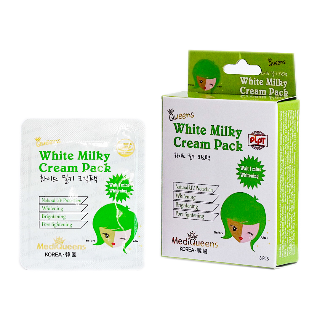 Kem dưỡng trắng da MediQueens Milky Cream Pack - Hộp 8 gói