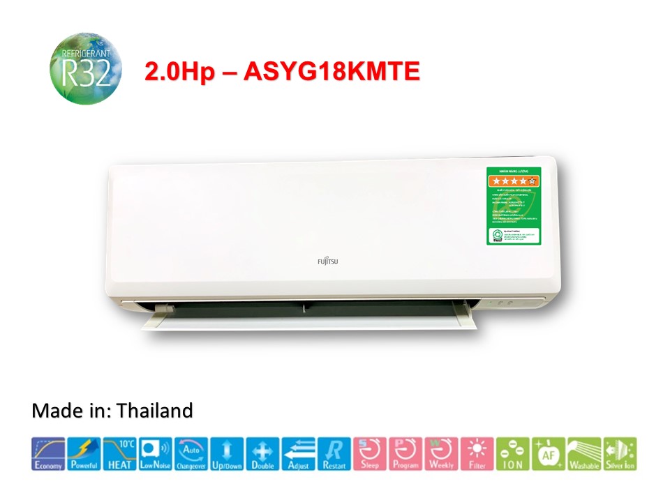 ĐIỀU HÒA TREO TƯỜNG ASYG18KMTE (17.700Btu/h), 2 CHIỀU LẠNH SƯỞI GAS R32