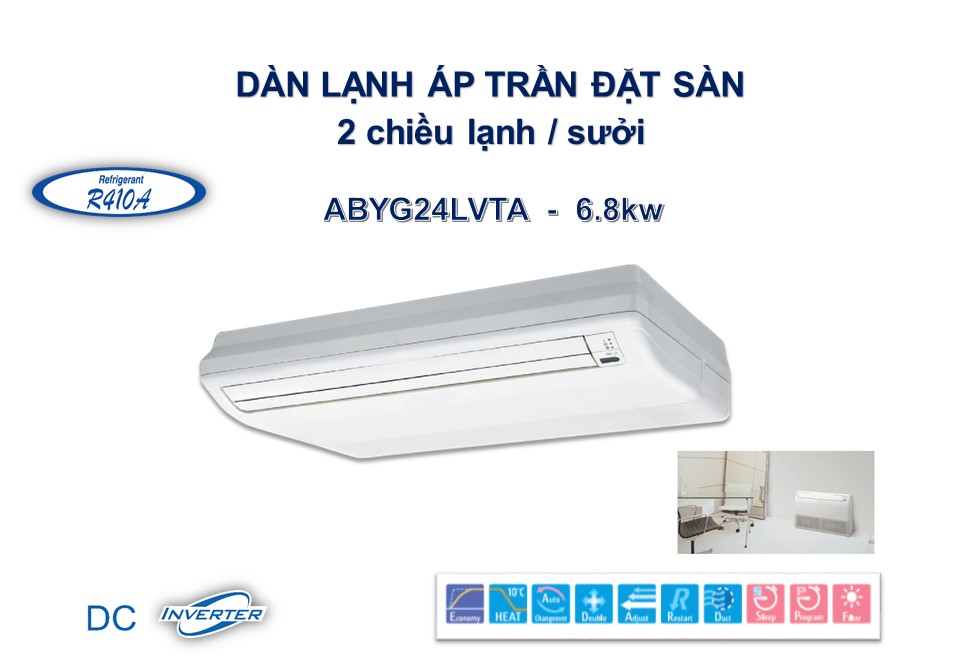 DÁN LẠNH ÁP TRẦN - ĐẶT SÀN ABYG24LVTB (23.200Btu/h) R410a