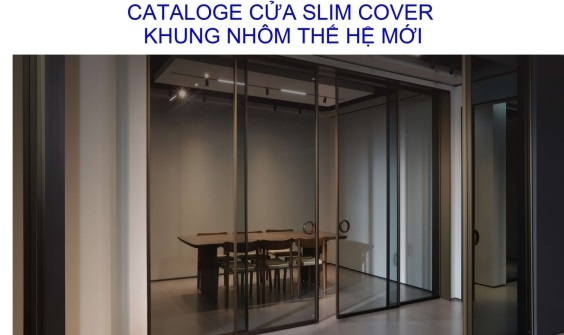 Bộ cửa lùa nhôm Slim cover 2 cánh , 2 fix