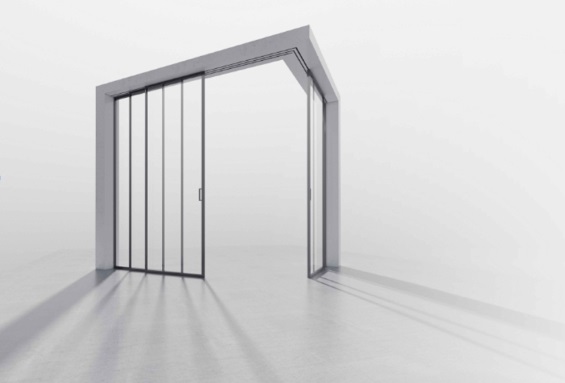 Bộ cửa lùa nhôm Slim cover 3 cánh +3 cánh góc vuông