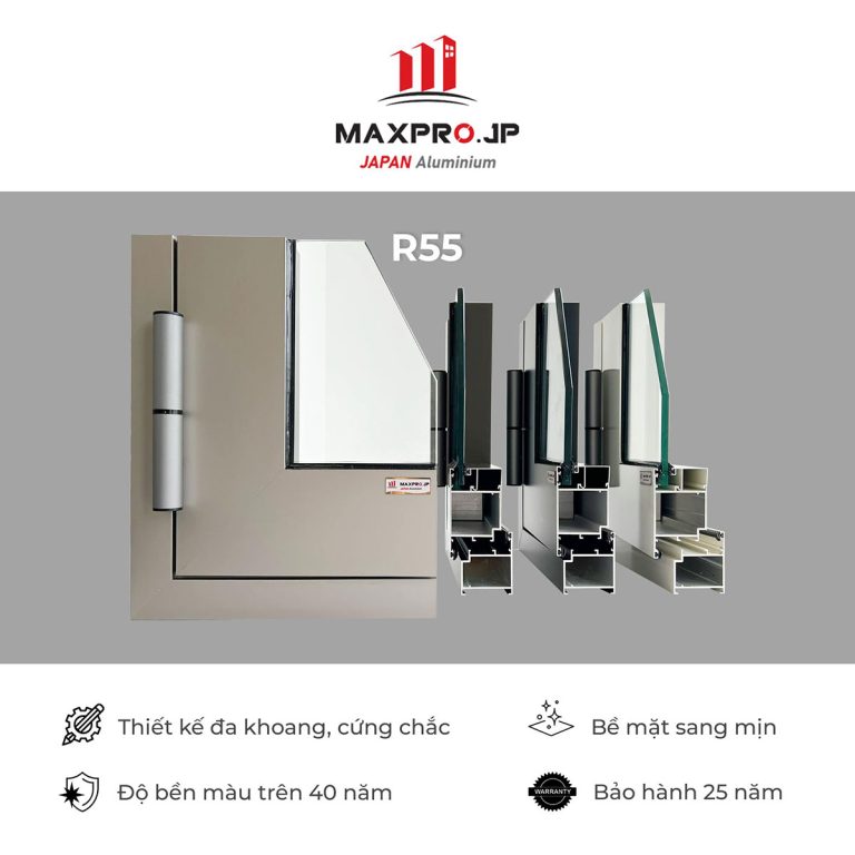 Cửa đi mở quay nhôm Maxpro Nhật Hệ 55