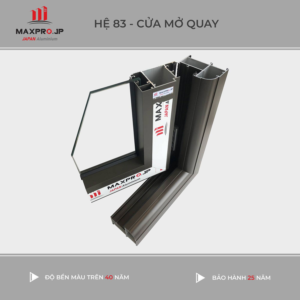 Cửa đi Nhôm Trượt MAXPRO JP Nhật Hệ 83