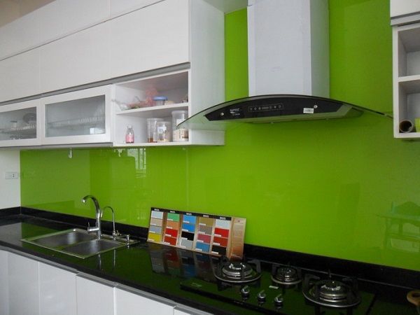 Painted glass kitchen tiles