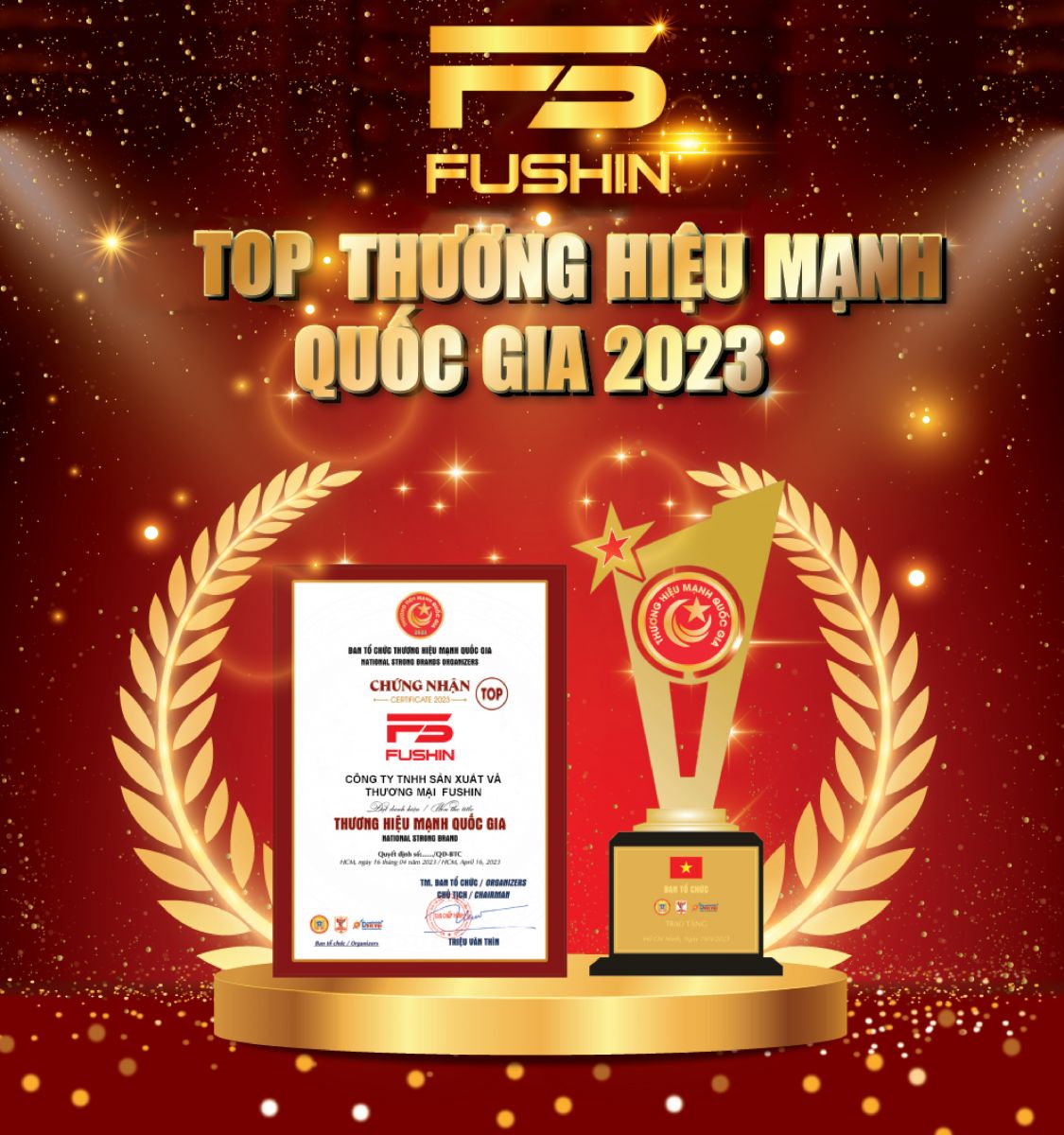 Thương hiệu mạnh Quốc gia 2023 vinh danh Công ty Fushin